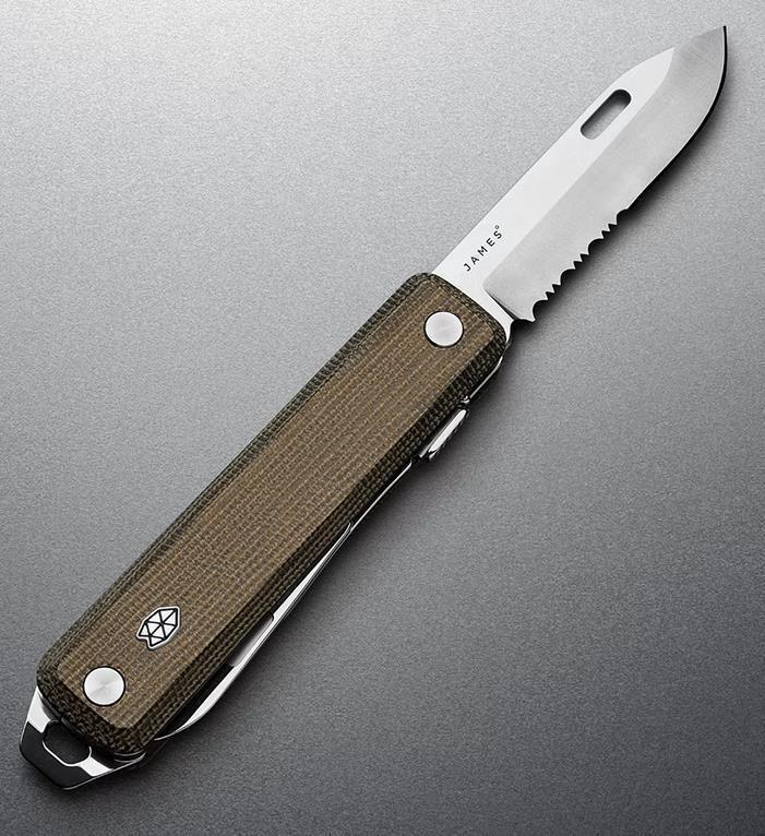 The Ellis - Scissors - OD Green / Stainless / Micarta / Serrated 4