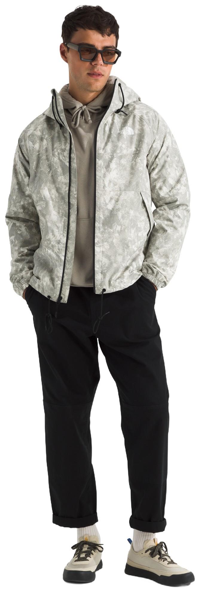 Antora Printed Rain Hoodie - Mens - stone slab chalk texture print 1