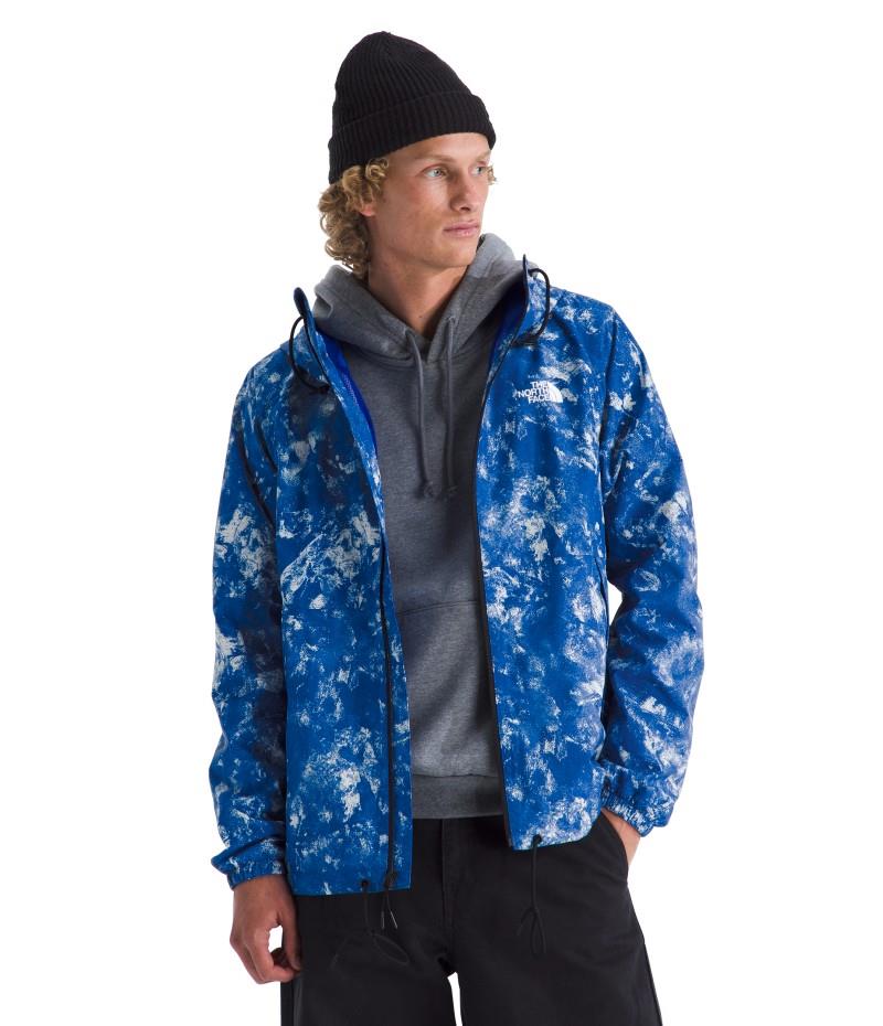 Antora Printed Rain Hoodie - Mens - tnf blue chalk texture print 1
