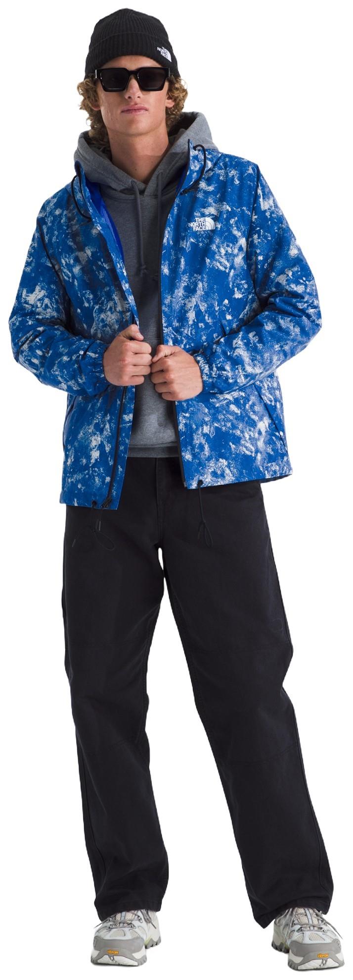 Antora Printed Rain Hoodie - Mens - tnf blue chalk texture print 1