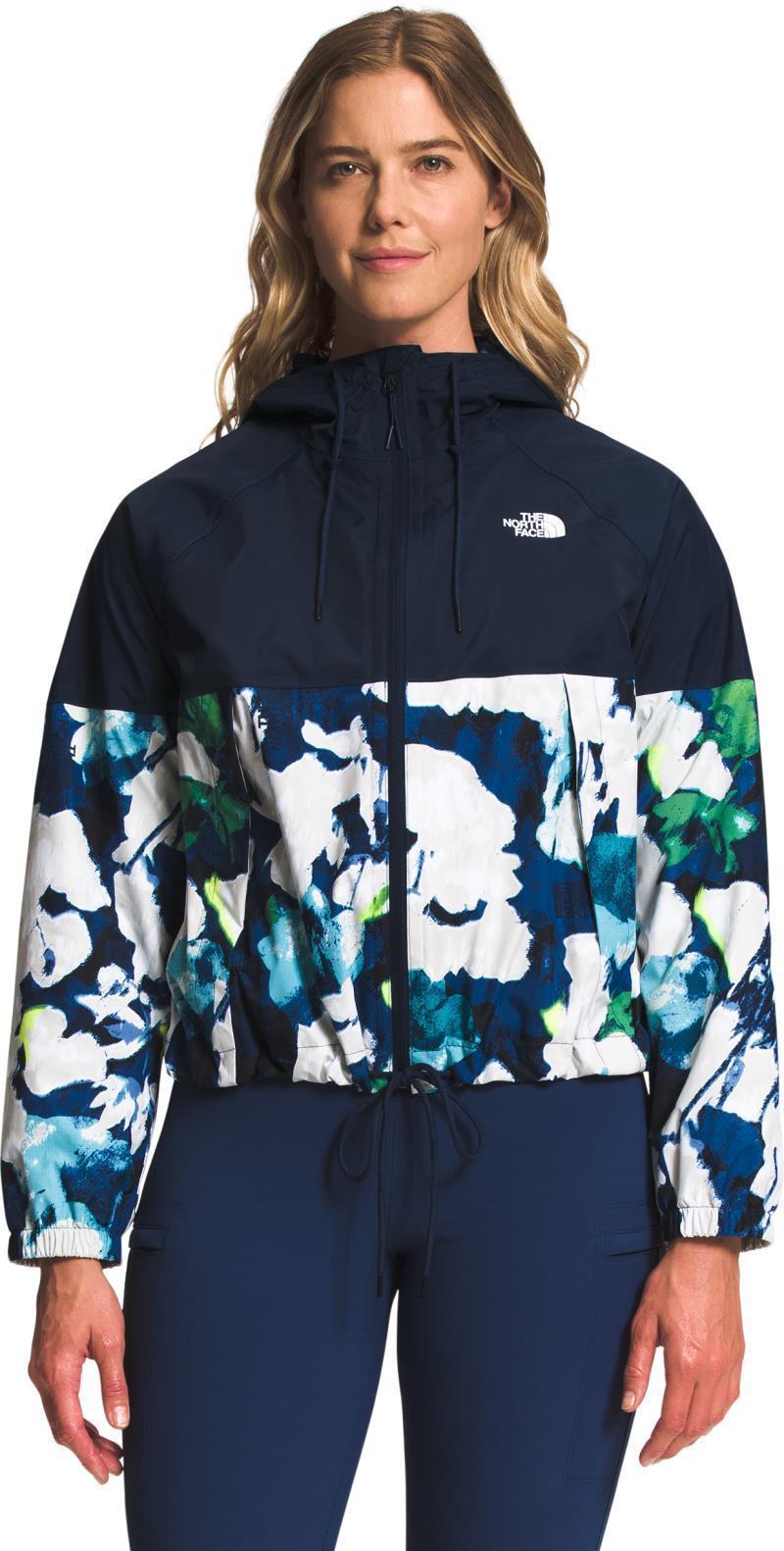 Antora Rain Hoodie - Womens - Summit Navy / Summit Navy Abstract Floral Print 1