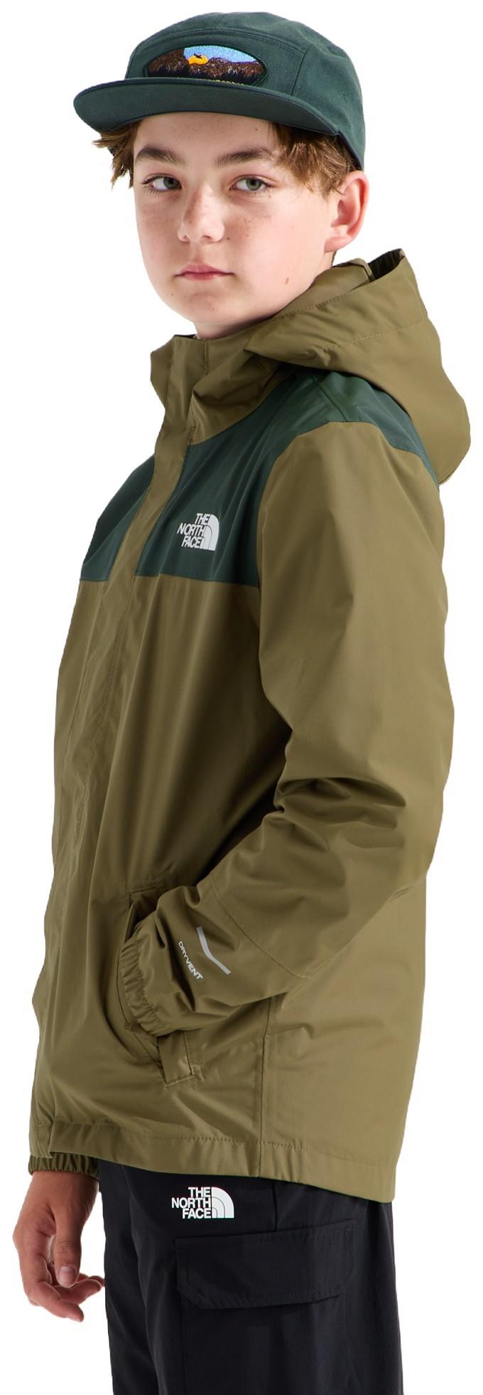 Antora Rain Jacket - Boys - caraway seed / bottle green 1