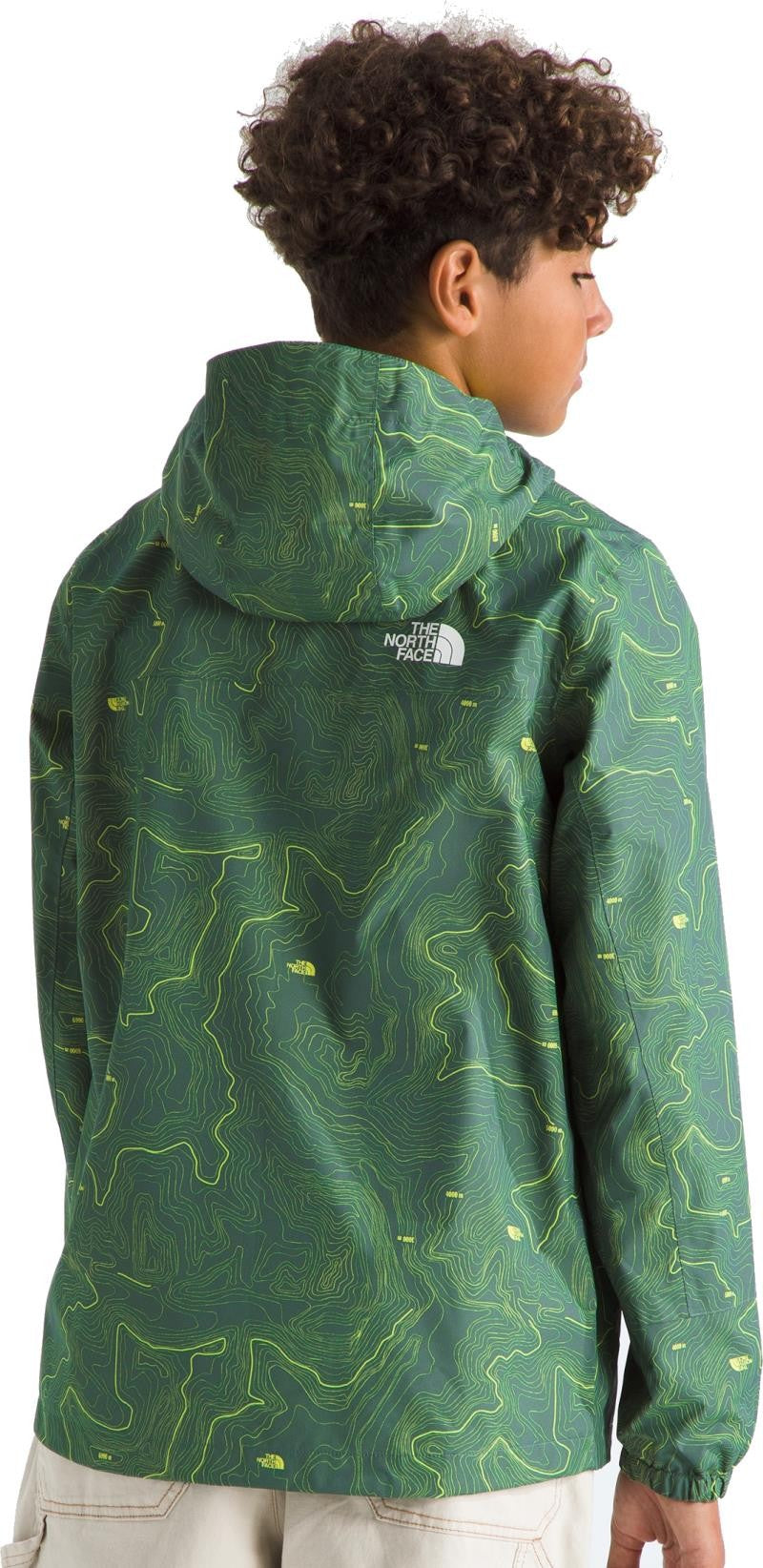 Antora Rain Jacket - Boys - duck green tnf topo print 1
