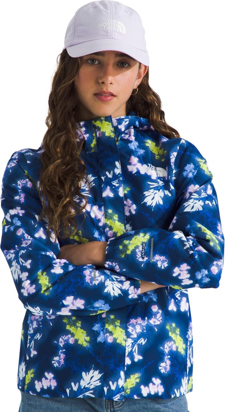 Antora Rain Jacket - Girls - estate blue florescent floral print 1