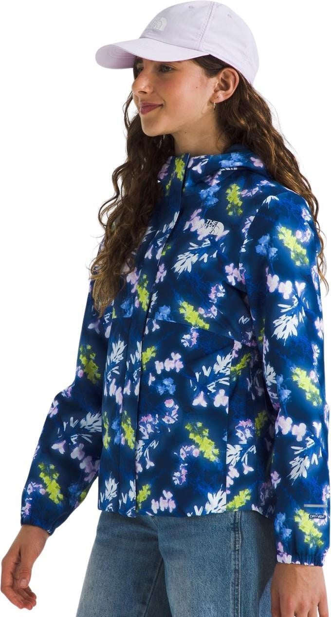 Antora Rain Jacket - Girls - estate blue florescent floral print 1