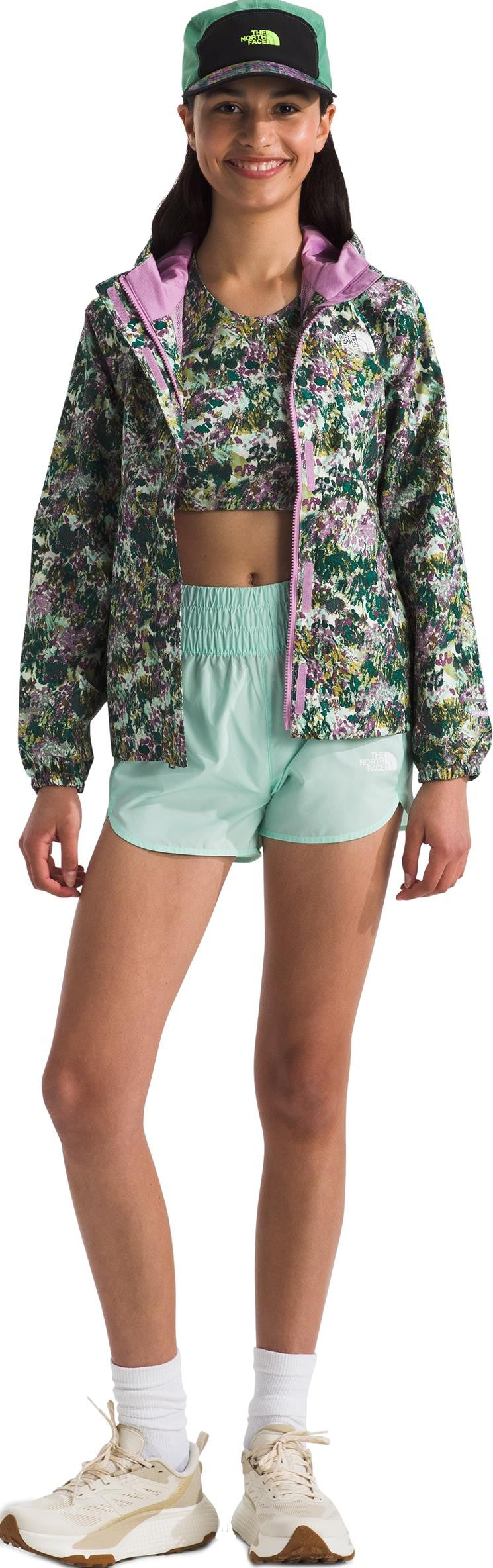 Antora Rain Jacket - Girls - mineral purple maze floral print 1