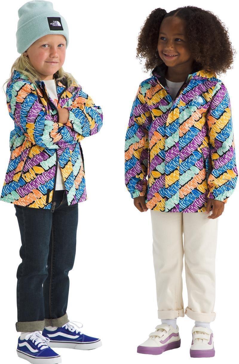 Antora Rain Jacket - Kids - bright foam diagonal logo multi print 1
