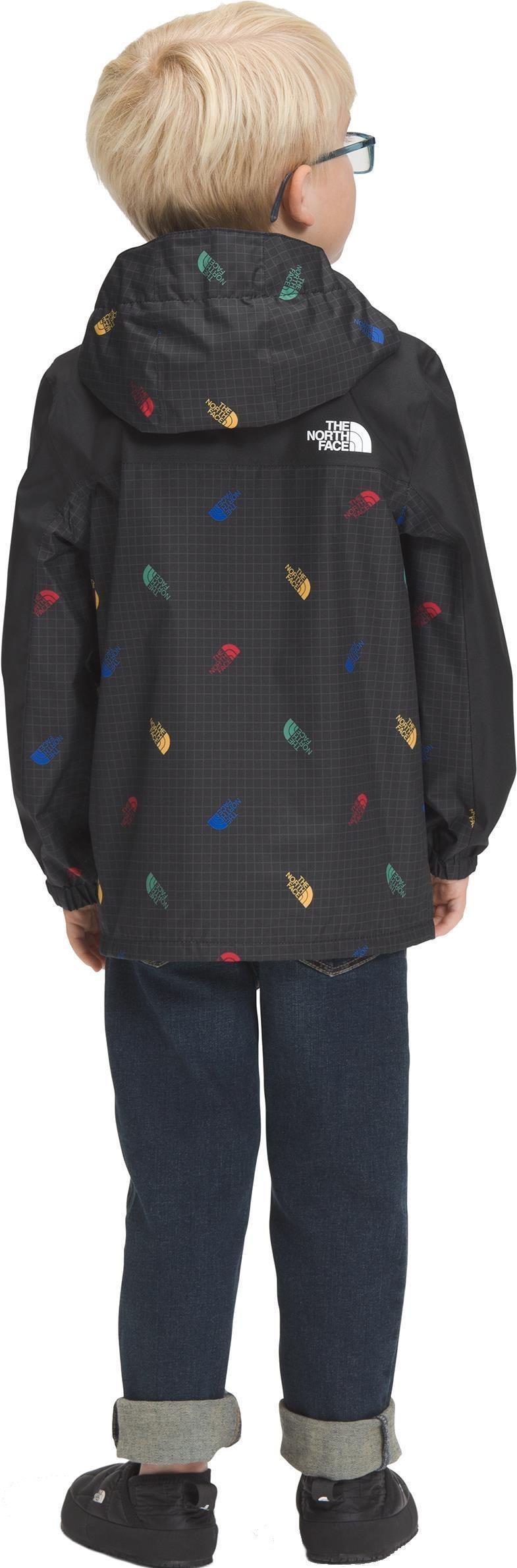 Antora Rain Jacket - Kids - tnf black tossed logo grid print 1