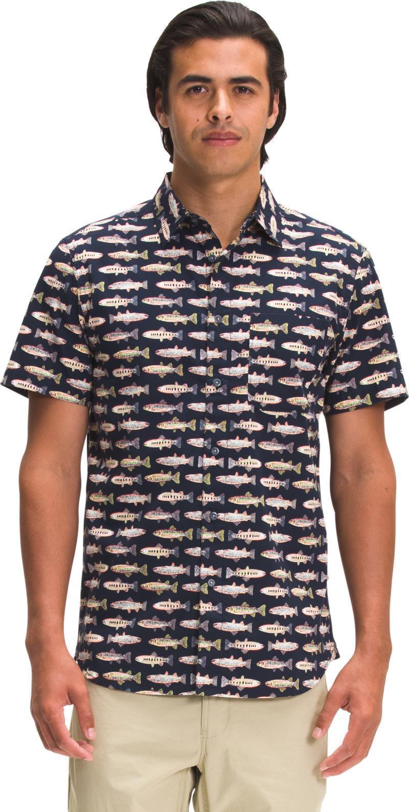 Baytrail Pattern SS Shirt - Mens - Aviator Navy Fly Reel Print 1