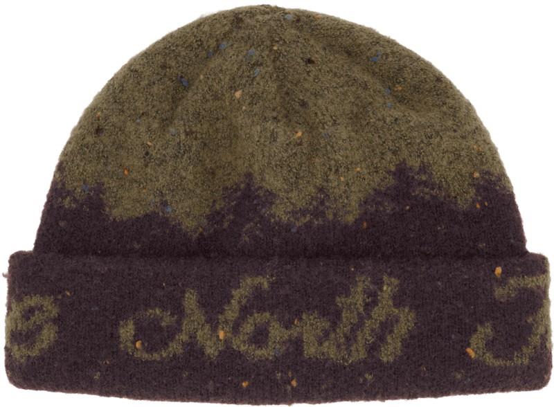 Cabin Mountainscape Beanie - deep burgundy / caraway seed 1