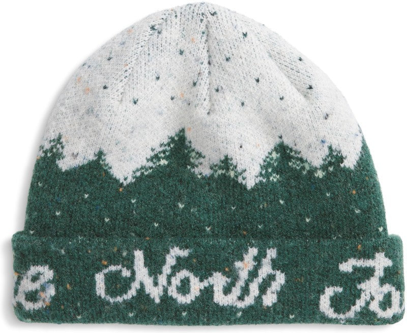 Cabin Mountainscape Beanie - hunter green / white dune 1