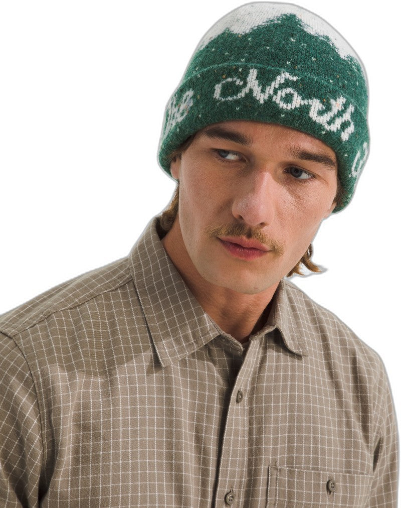 Cabin Mountainscape Beanie - hunter green / white dune 1