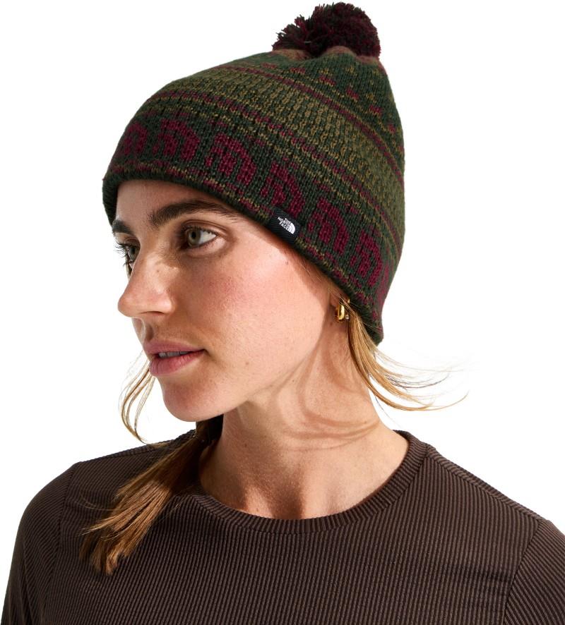 Cabin Ski Tuke - bottle green jacquard / pom 1