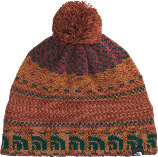 Cabin Ski Tuke - burnt umber jacquard / pom 1
