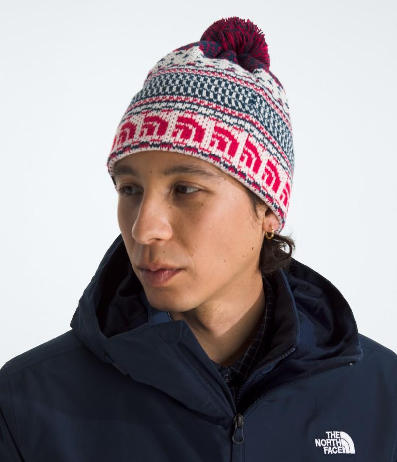 Cabin Ski Tuke - white dune jacquard / pom 1