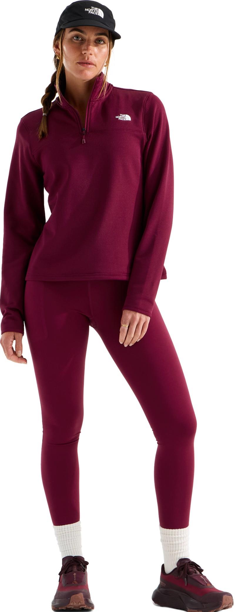 Cedar Trail Grid Fleece Quarter Zip Jacket - Womens - burgundy crush 1