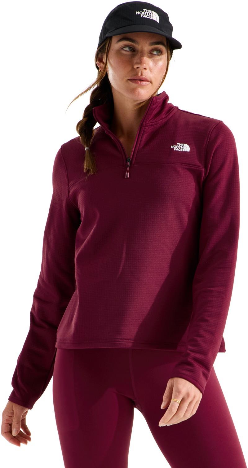 Cedar Trail Grid Fleece Quarter Zip Jacket - Womens - burgundy crush 1