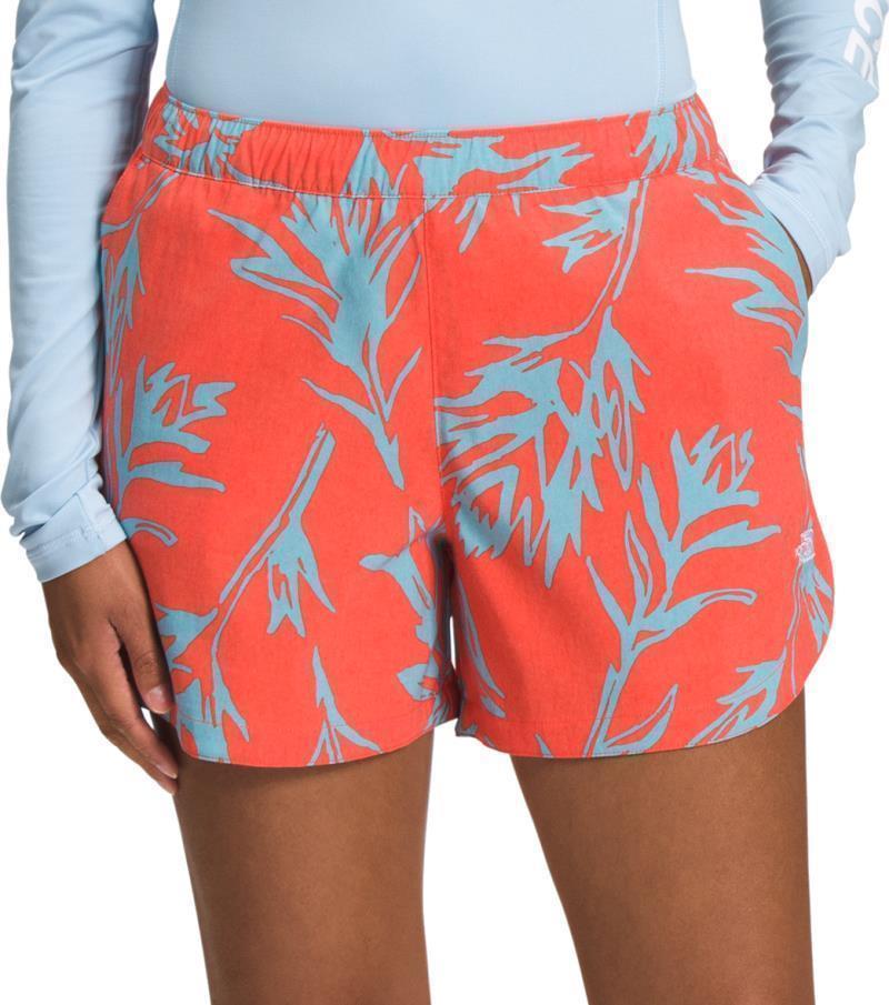 Class V Shorts, Reg - Womens - Retro Orange Tropical Paintbrush Class V Print 1