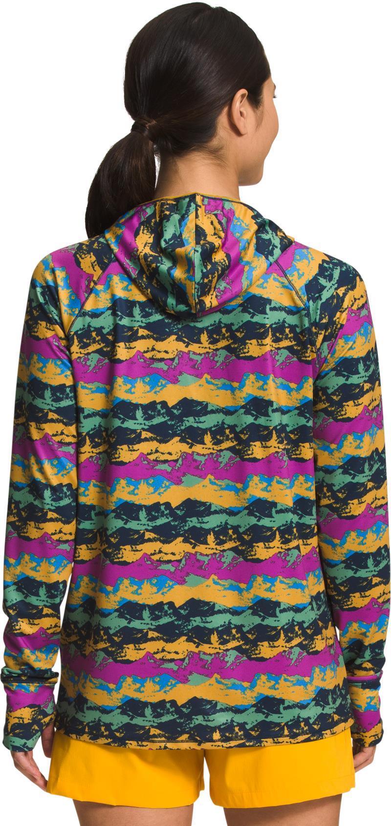 Class V Water Hoodie - Womens - Arrowwood Yellow Mountain Panorama Print 3