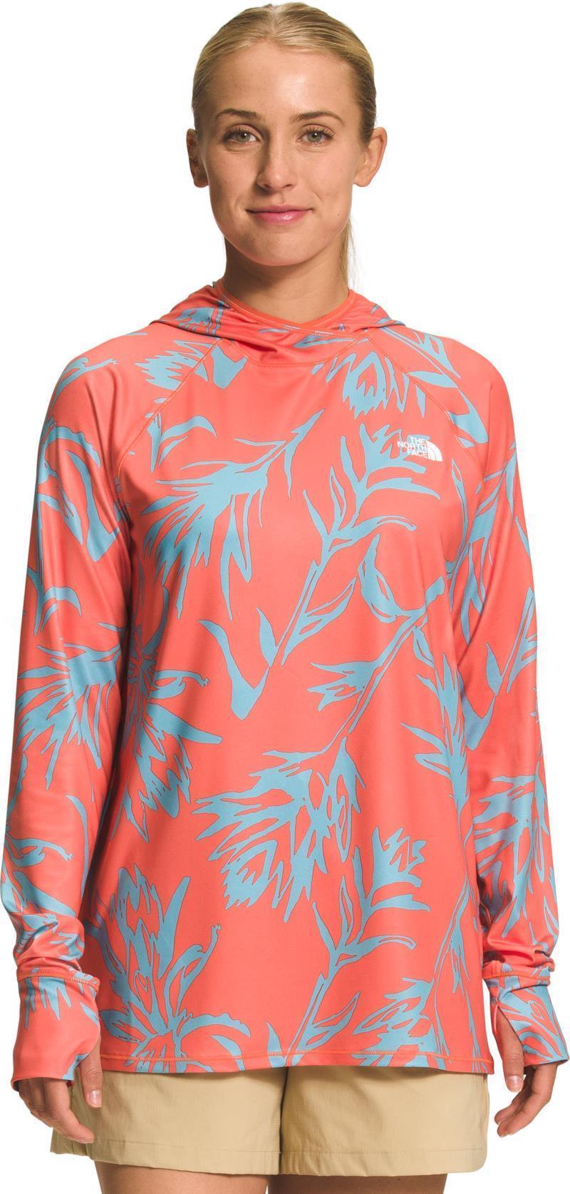 Class V Water Hoodie - Womens - Retro Orange Tropical Paintbrush Print 1