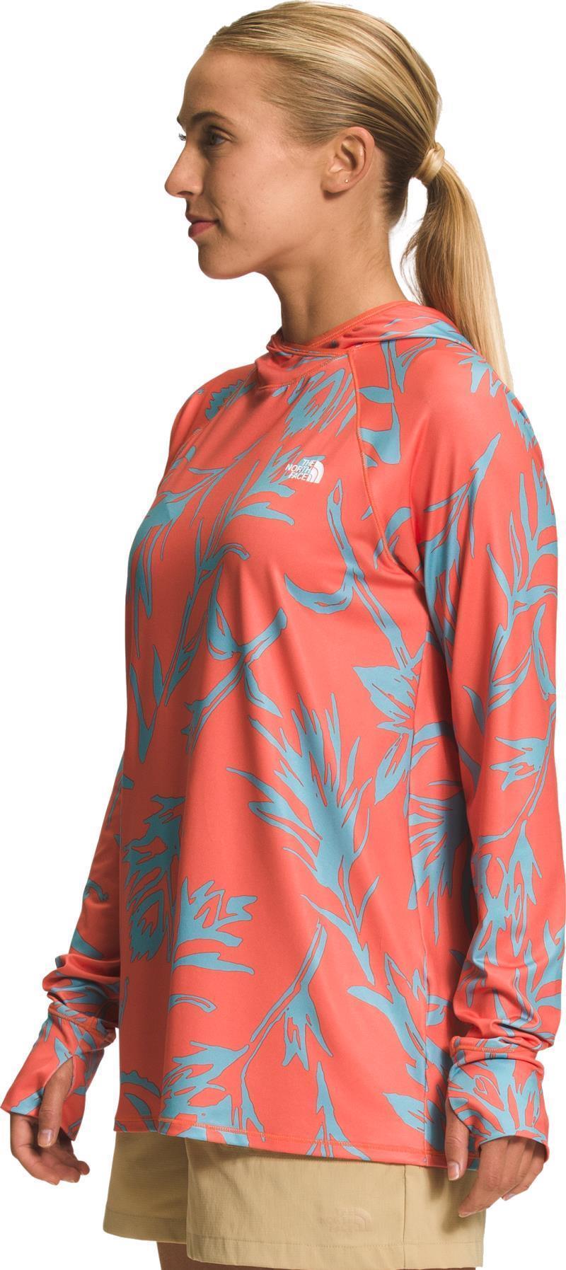 Class V Water Hoodie - Womens - Retro Orange Tropical Paintbrush Print 2