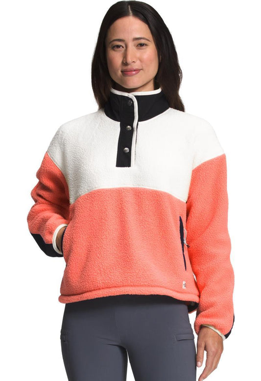 Cragmont Fleece 1/4 Snap - Womens - Coral Sunrise / Gardenia White / TNF Black 1
