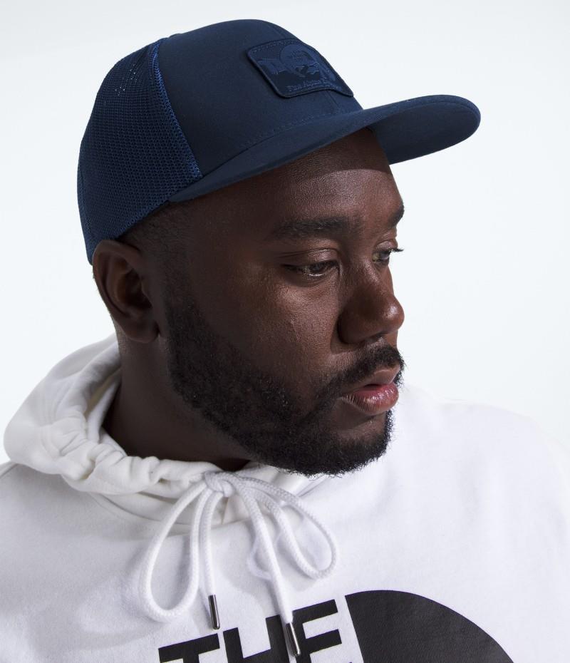 Fitted Truckee Trucker - summit navy / shady blue / mountainscape patch 1