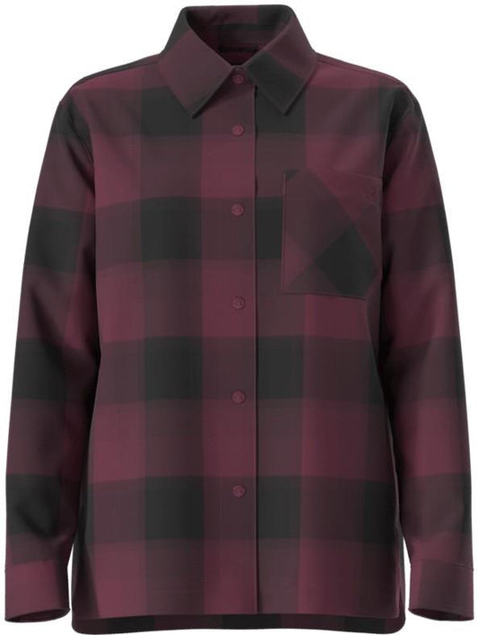 Forest Flannel LS Shacket - Womens - burgundy crush shadow plaid 1