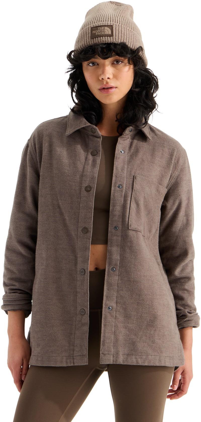Forest Flannel LS Shacket - Womens - smokey brown grain plaid 1