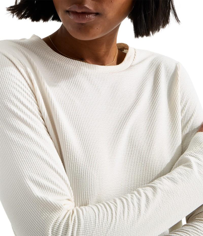Golden Ridge Ribbed LS Tee - Womens - white dune 1