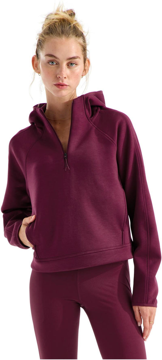 Jaida Quarter Zip Hoodie - Womens - burgundy crush 1