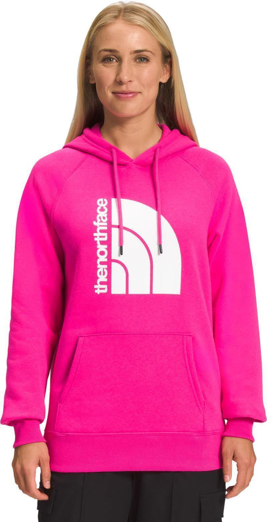 Jumbo Half Dome Pullover Hoodie - Womens - Pink Glo / TNF White 1