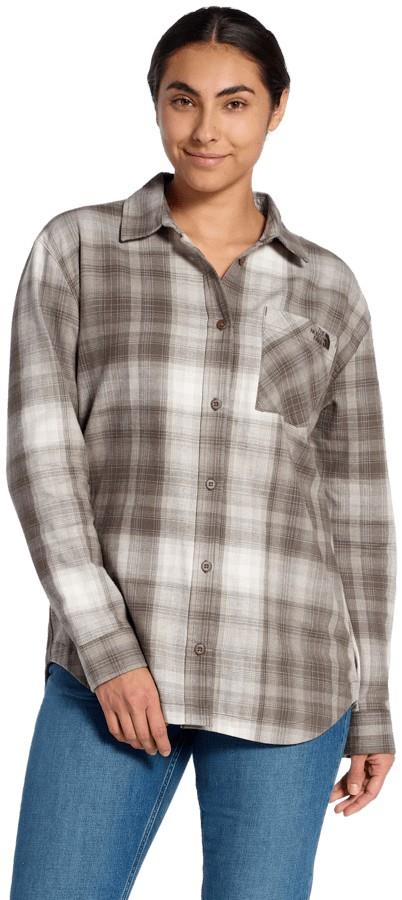 Mountain Falls Flannel Button-Down LS Shirt - Womens - smokey brown routesetter plaid 1