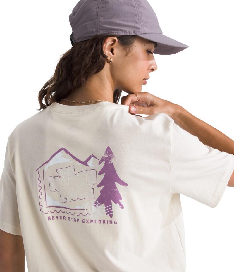 Mountain Stamps SS Tee - Womens - white dune 1