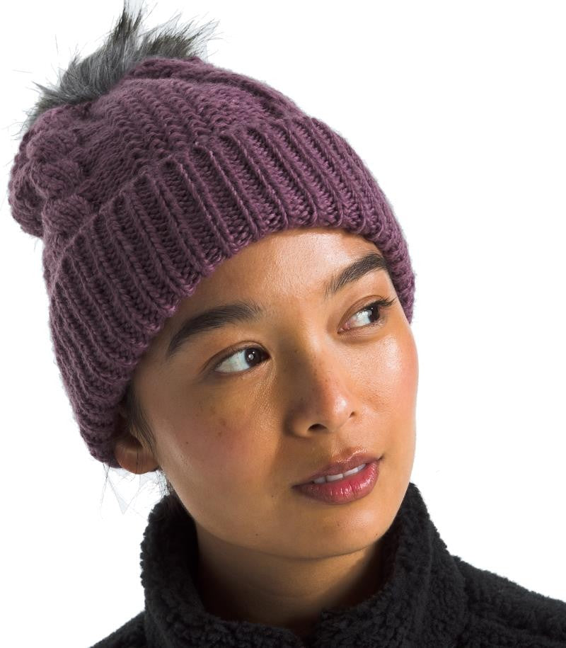 Oh Mega Fur Pom Beanie - Womens - midnight mauve 1
