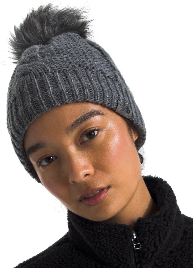 Oh Mega Fur Pom Lined Beanie - Womens - tnf medium grey heather 1