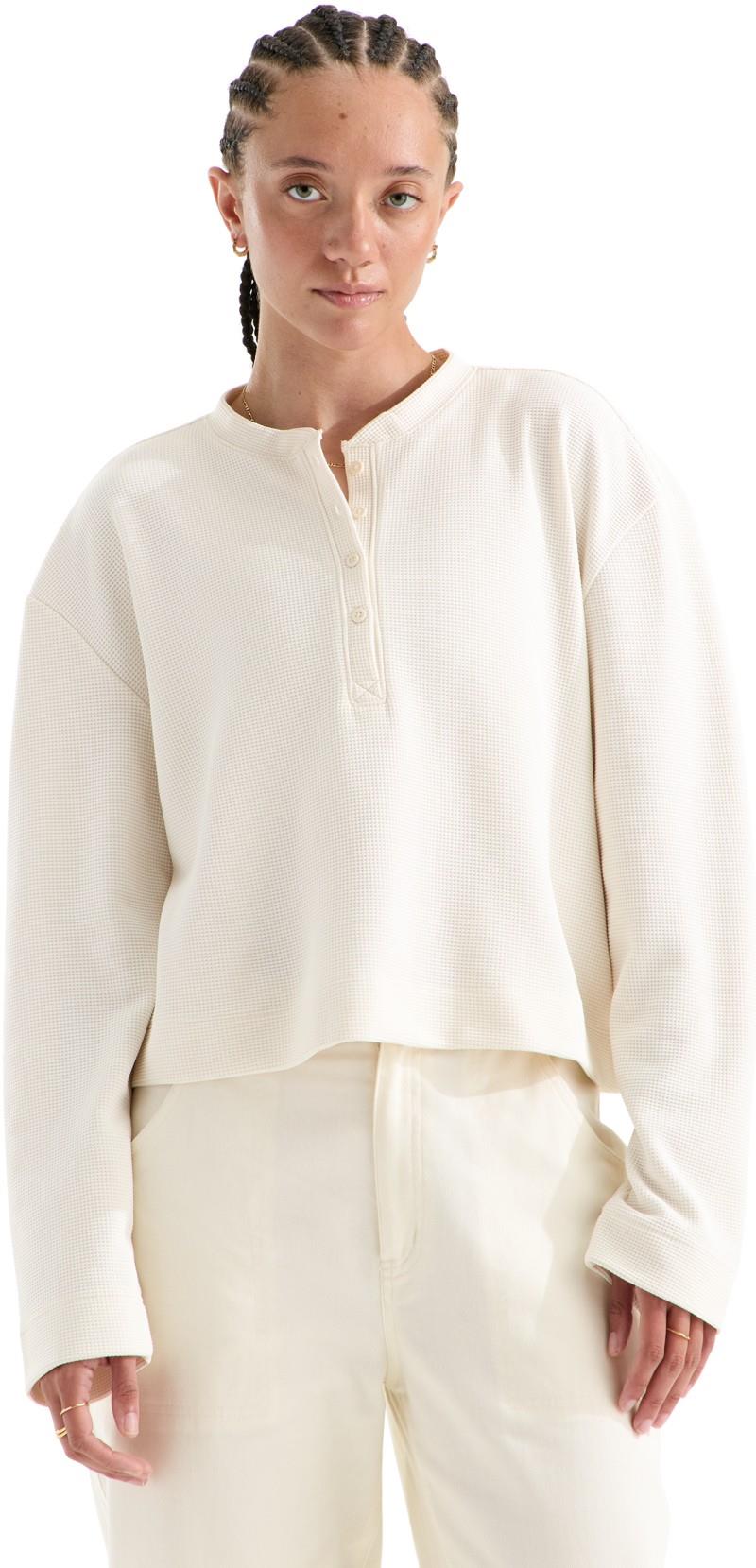 Ridge Path Waffle LS Henley - Womens - white dune 1