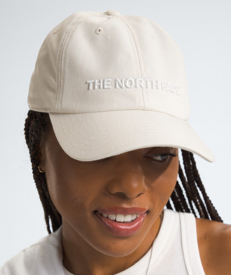 Roomy Norm Hat - white dune / raw undyed / horizontal logo 1