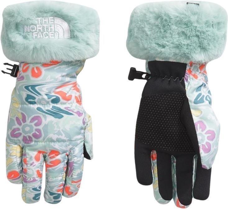 Shasta Gloves - Girls - muted pine folk floral tossed print / muted pine 1
