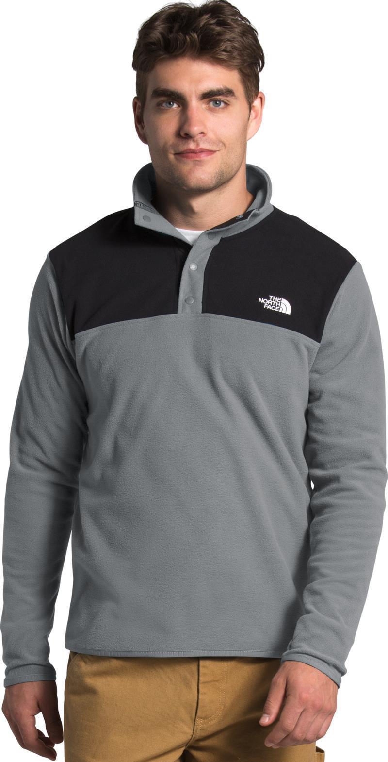 TKA Glacier Snap-Neck Pullover - Mens - Mid Grey / TNF Black 1