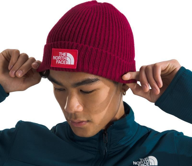 TNF Logo Box Cuffed Beanie, Short - beetroot / tnf red 1