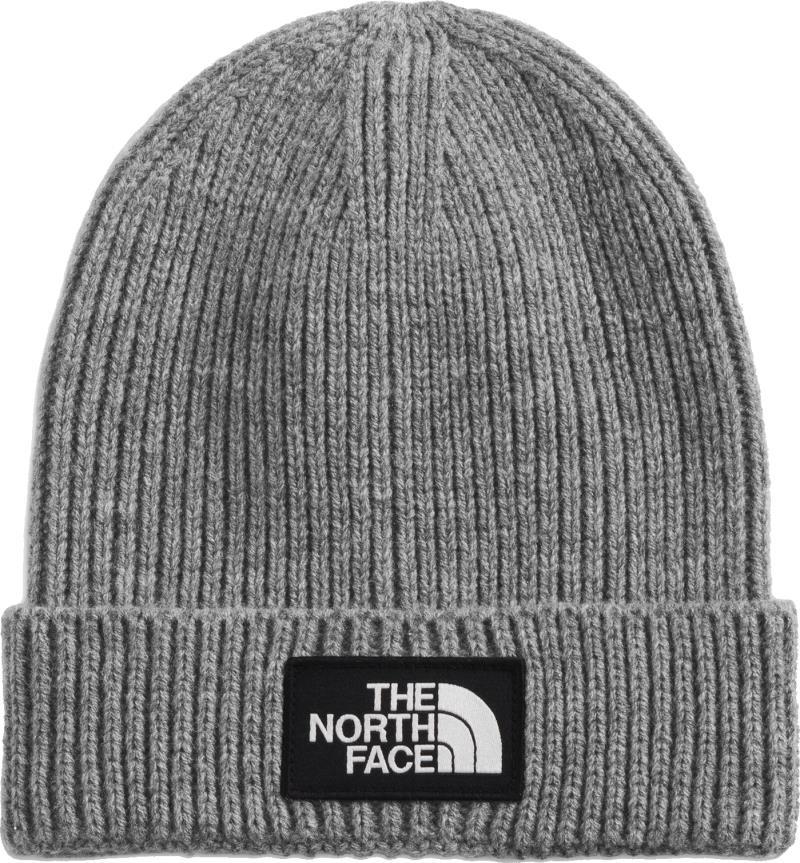 TNF Logo Box Cuffed Beanie, Short - tnf medium grey heather 1