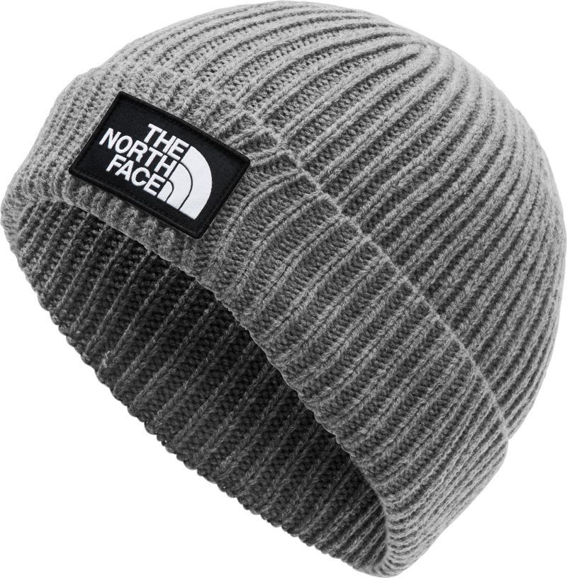 TNF Logo Box Cuffed Beanie, Short - tnf medium grey heather 1