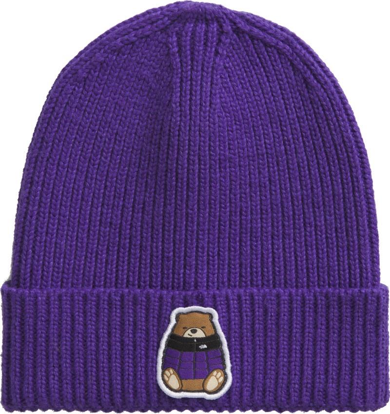 TNF Logo Box Cuffed Beanie - Kids - peak purple / nuptse bear patch 1
