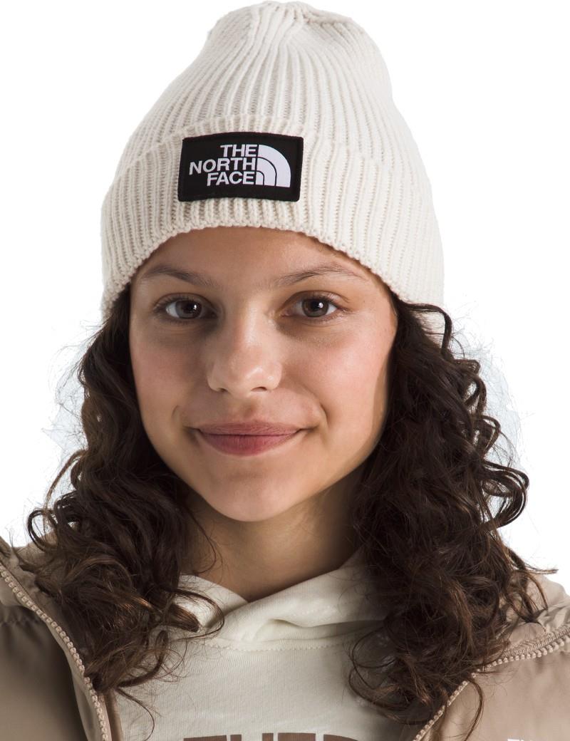 TNF Logo Box Cuffed Beanie - Kids - white dune 1