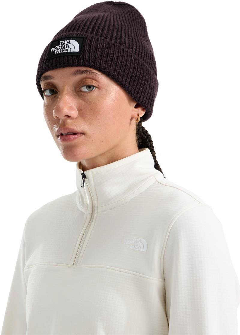 TNF Logo Box Cuffed Beanie - deep burgundy 1