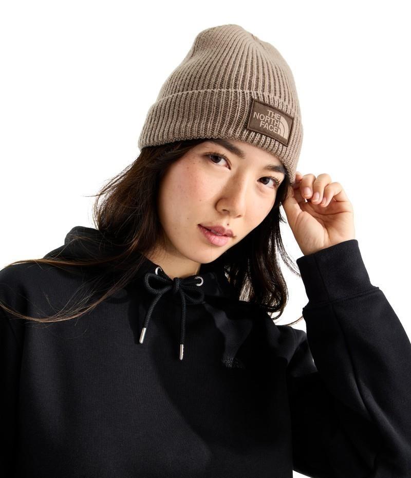 TNF Logo Box Cuffed Beanie - garnet 1