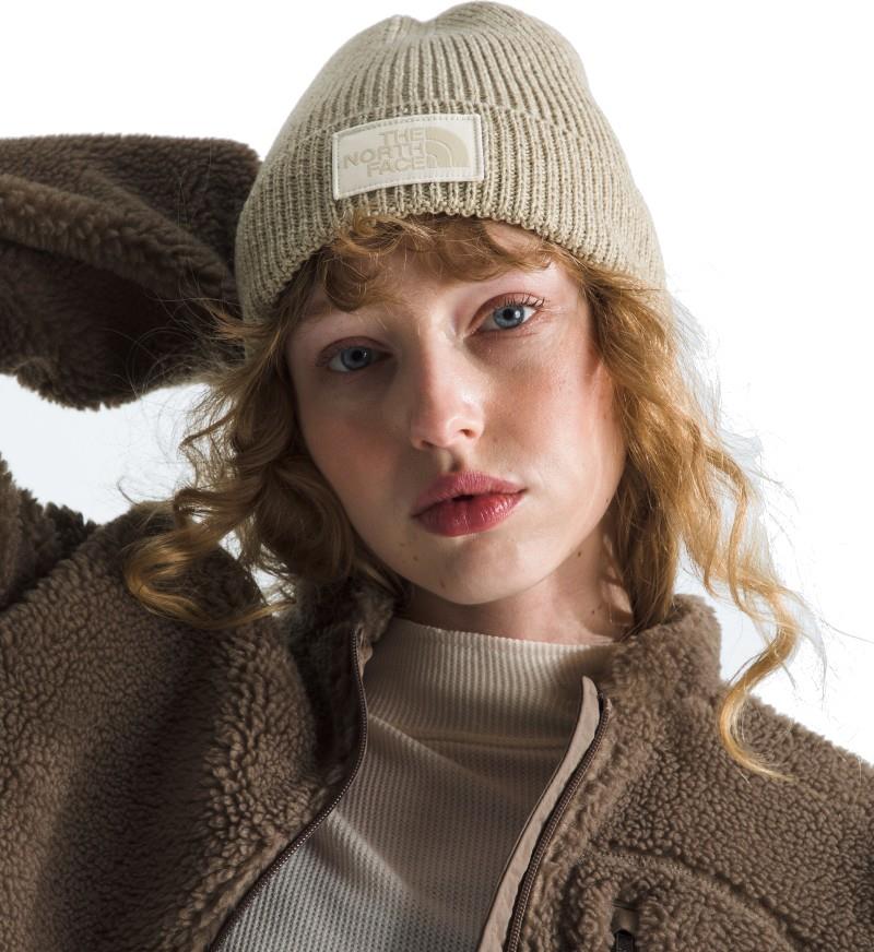 TNF Logo Box Cuffed Beanie - gravel heather / white dune 1