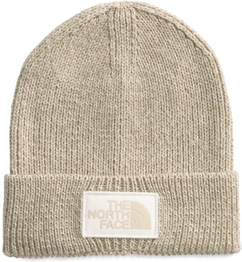 TNF Logo Box Cuffed Beanie - gravel heather / white dune 1