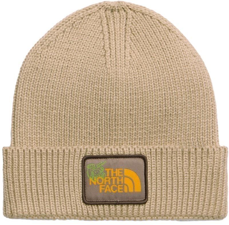 TNF Logo Box Cuffed Beanie - khaki stone / hike patch 1